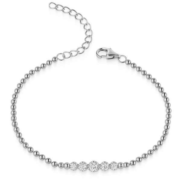 008828-200204-016--8828RH Armband Kugel CZ 925/- rhodiniert