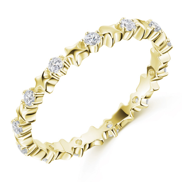 8822VG Ring CZ Sterne 925/- 3/000 vergoldet