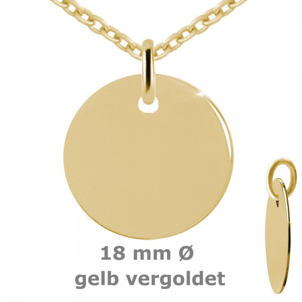 3705VG Anhänger Gravurplatte rund 18,0 925/- vergoldet