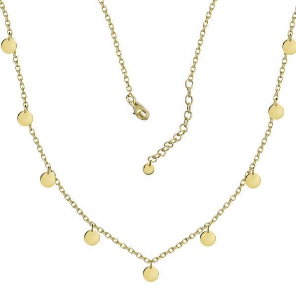 008980-231100-038--8980VG-38+5 Collier mit Plättchen 5,0 925/- gelb vergoldet