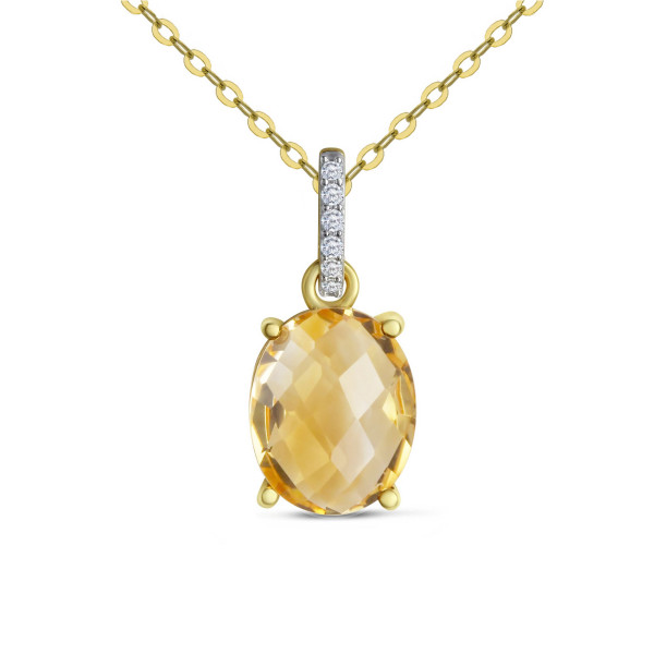 2442aheCI Anhänger oval echt Citrin 333/-