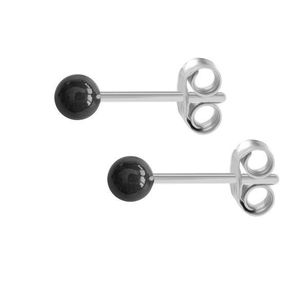 003624-200491--3624RHoss Ohrstecker Emaille Kugel 4,0 925/- rhodiniert