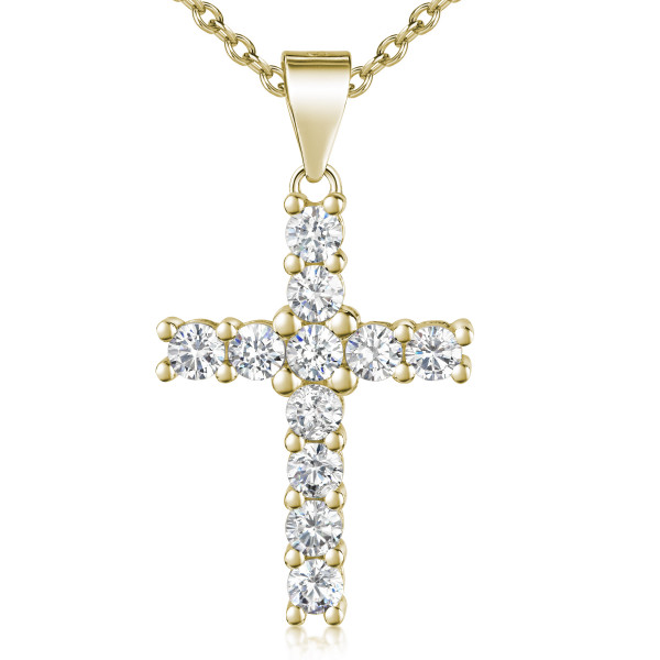 003818-230104--3818VG Anhänger Kreuz CZ 925/- vergoldet