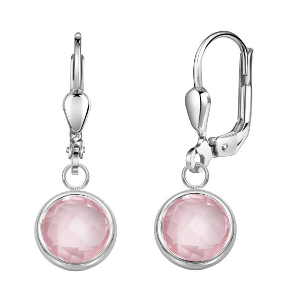 3621eRQ Ohrhänger echt Rosenquarz 925/- anlaufgeschützt