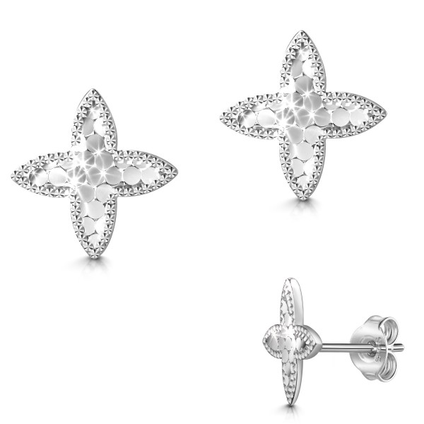 003481-200400--3481 Ohrstecker Pailletten Blume 925/- rhodiniert