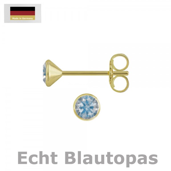 2171eBT Kelchstecker echt Blautopas 3,5 585/-