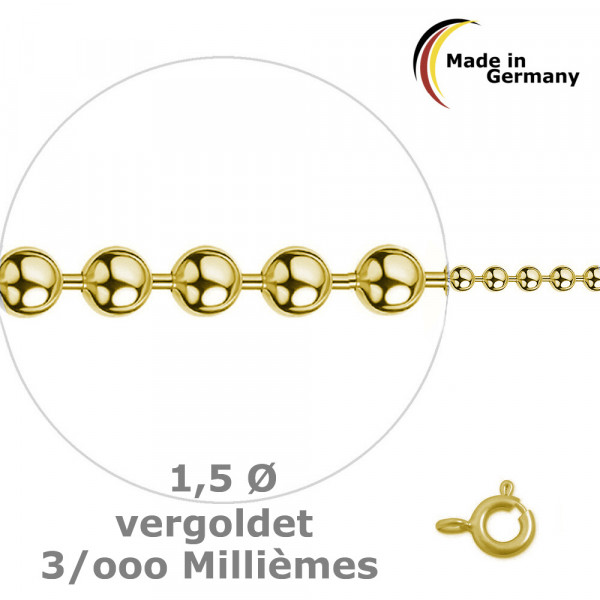 9622VG Glitzer-Kugel-Kette 1,5 diamantiert 925/- 3/000 vergoldet