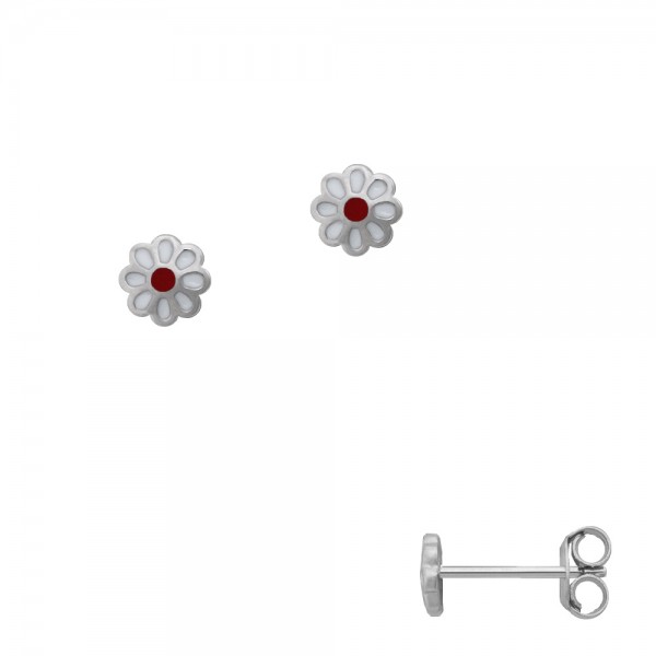 3340R Ohrstecker Blume rot 925/-