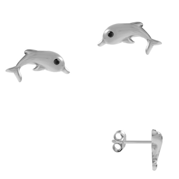 003614-200429--3614RH Ohrstecker Delfin CZ 925/- rhodiniert