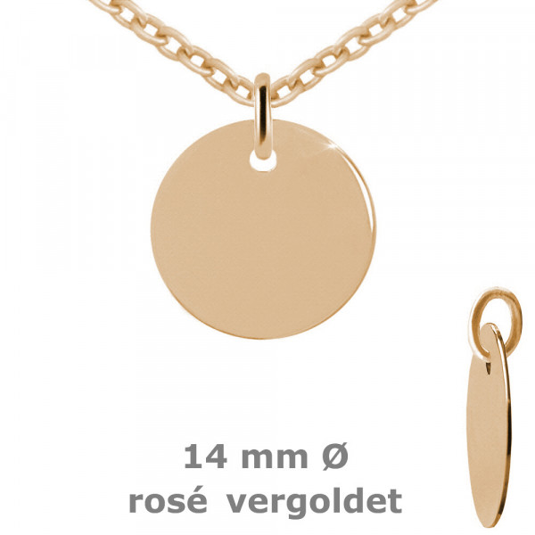 003703-220100--3703VR Anhänger Gravurplatte rund 14,0 925/- rosé vergoldet