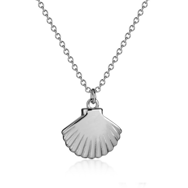 003876-200100--3876RH Anhänger mit Kette Muschel 925/- rhodiniert