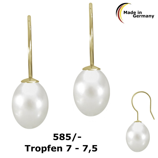 2211T Perl-Ohrhaken Tropfen 7-7,5 585/-