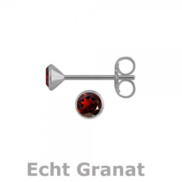 3170RHeGR Kelchstecker echt Granat 3,0 925/- rhodiniert