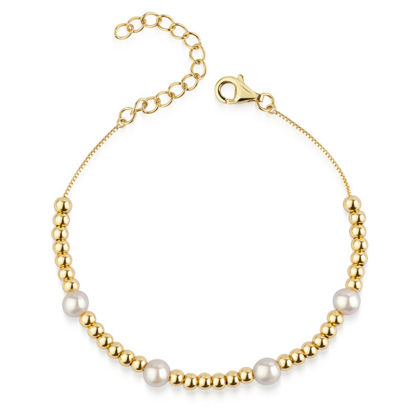 005625-230250-016--5625VG Perl-Armband Kugel 925/- gelb vergoldet