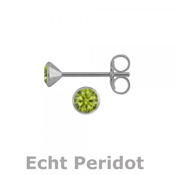 3170RHePE Kelchstecker echt Peridot 3,0 925/- rhodiniert