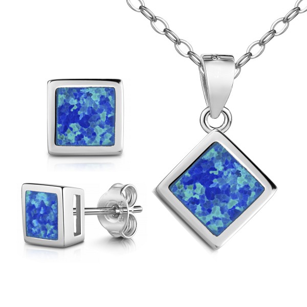 008751-200733--8751 Set Opal Quadrat 925/- rhodiniert