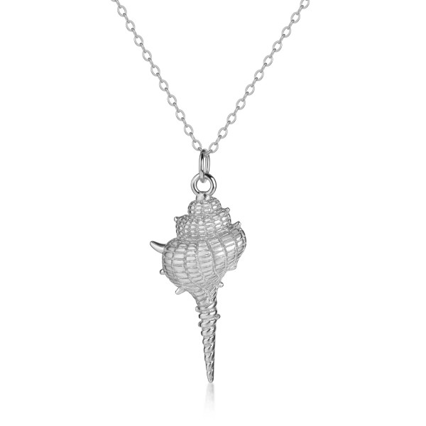003877-200100--3877RH Anhänger mit Kette Muschel 925/- rhodiniert