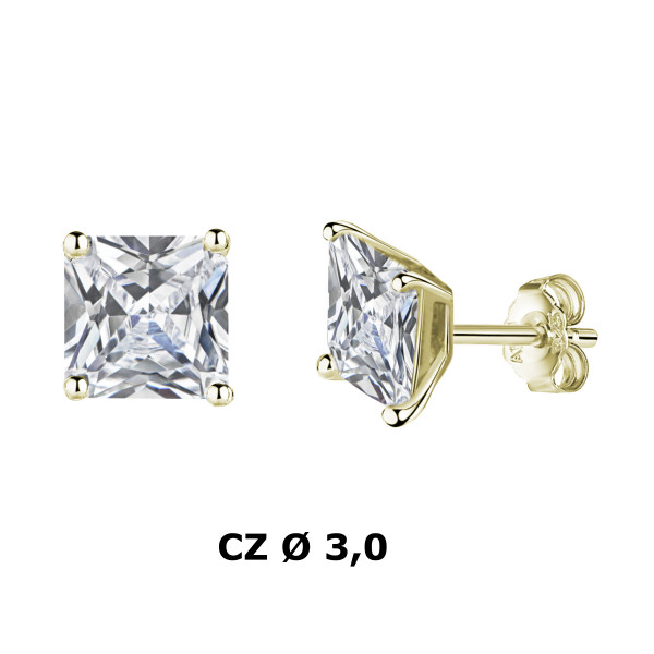003430-230404--3430VG Ohrstecker Quadrat CZ 3,0 925/- vergoldet