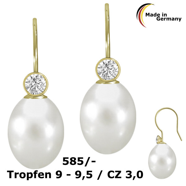 002214-400855--2214Tcz Perl-Ohrhaken Tropfen 9-9,5/CZ 3,0 585/-