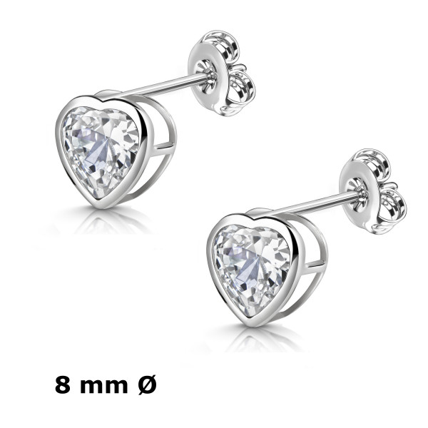 3454 Ohrstecker Herz 8,0 925/- rhodiniert