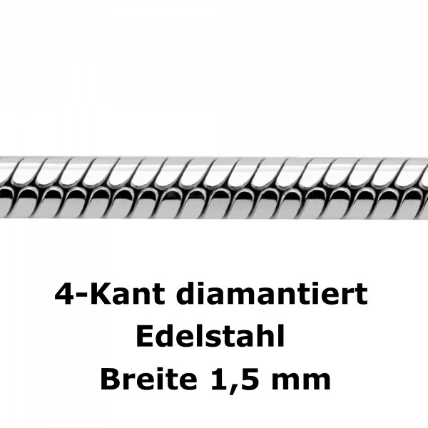 4117-42 Schlangen-Kette 4-Kant diam. 1,5 Edelstahl