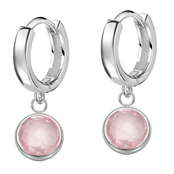 3625RHeRQ earring rose Quarz 925/- rhodium plated