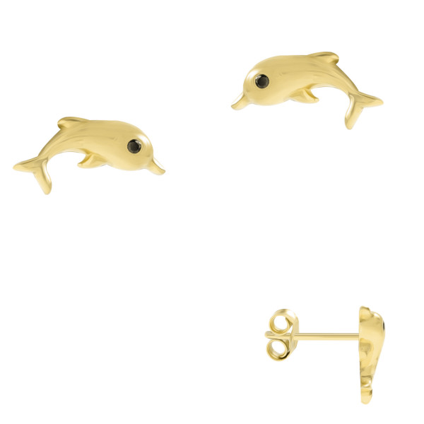 3614VGos Ohrstecker Delfin CZ 925/- vergoldet