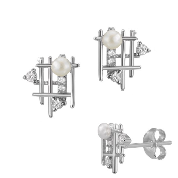3038RH Ohrstecker Motiv Perle 925/- rhodiniert