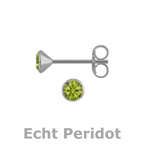 3171RHePE Kelchstecker echt Peridot 3,5 925/- rhodiniert
