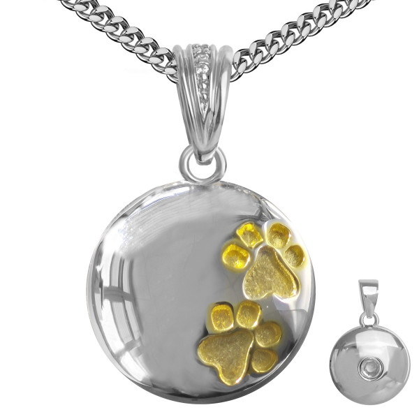 001509-850100--1509 Asche-Schmuck-Anhänger gross rund Pfote Bronze rhodiniert