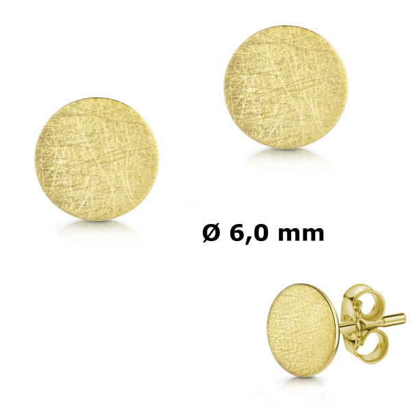 003485-230400--3485VG-6 Ohrstecker mattiert 6,0 925/- gelb vergoldet