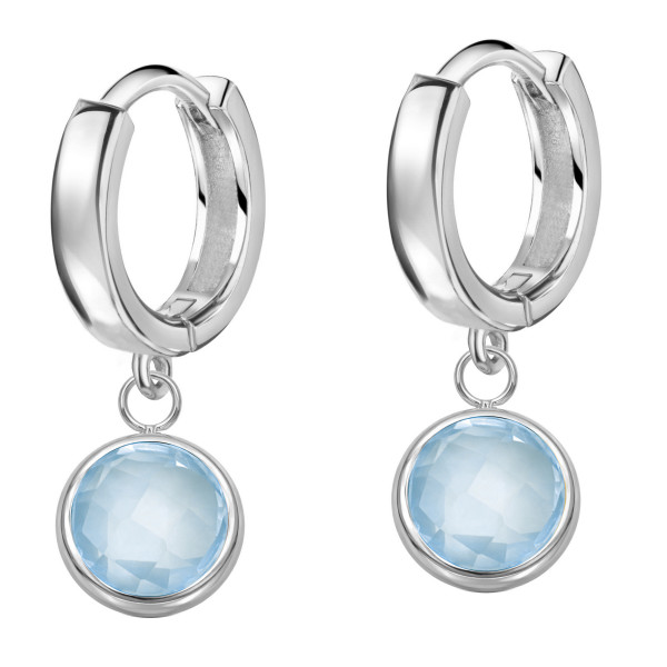3625RHeBT Creolen echt Blau Topas 925/- rhodiniert