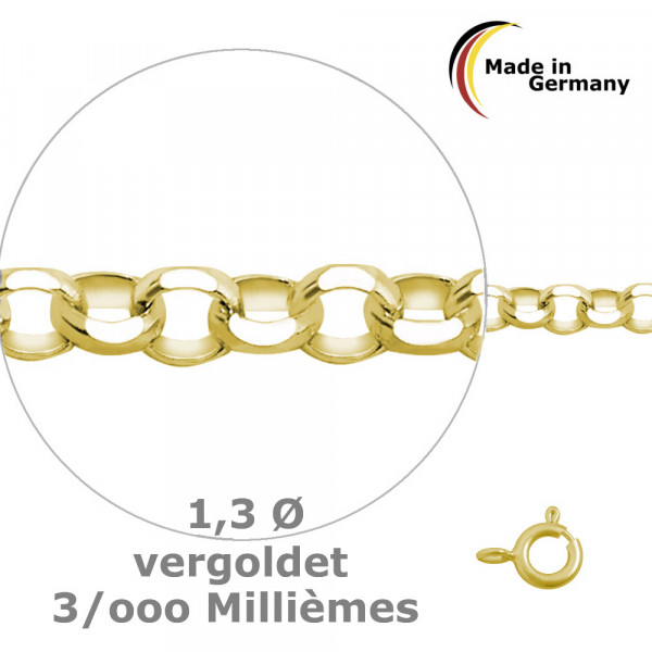 9550VG Erbs-Kette diamantiert 1,3 925/- 3/000 vergoldet