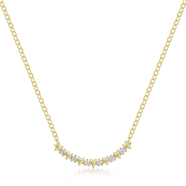 008770-231104-042--8770VG-42+3 Collier CZ Sternchen 925/- gelb vergoldet