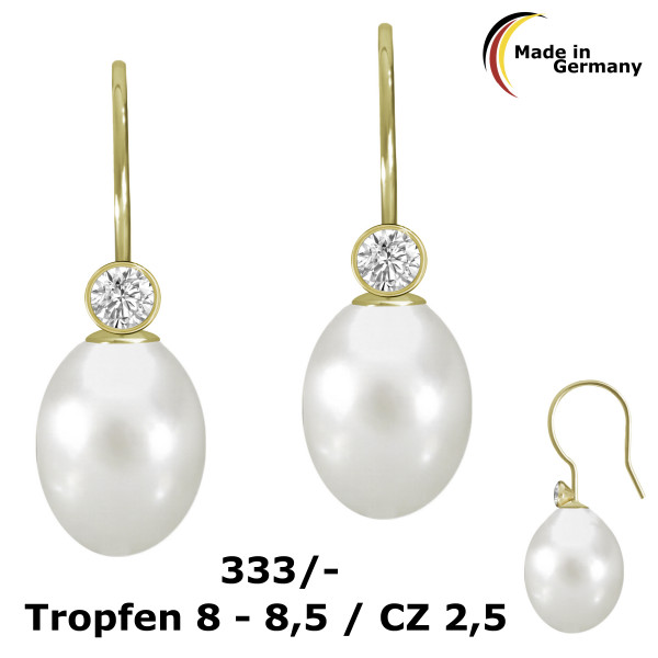 002212-300855--2212Tcz Perl-Ohrhaken SWZP Tropfen 8-8,5/CZ 2,5 333/-