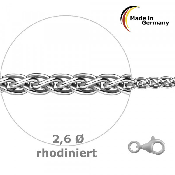 9724RH Zopf-Kette 2,6 925/- rhodiniert