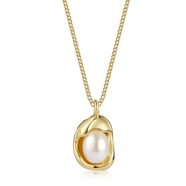 8596VG Anhänger Perle mit Kette 925/- vergoldet