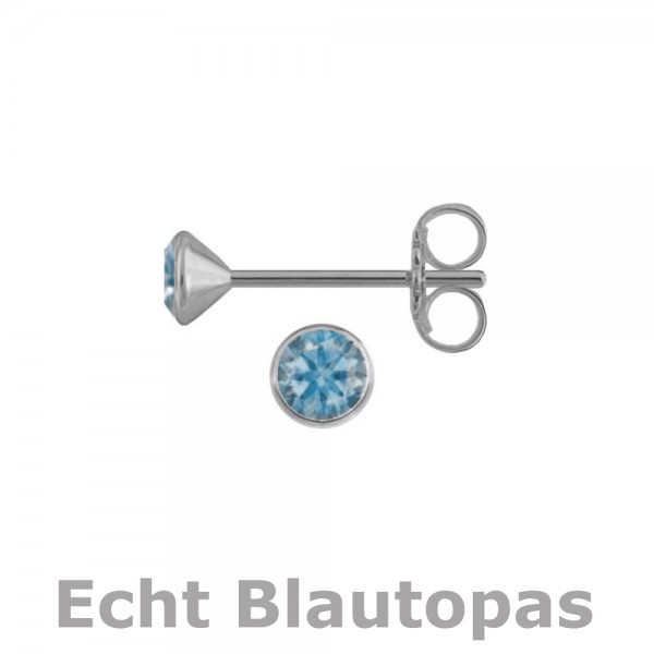 3170RHeBT Kelchstecker echt Blautopas 3,0 925/- rhodiniert