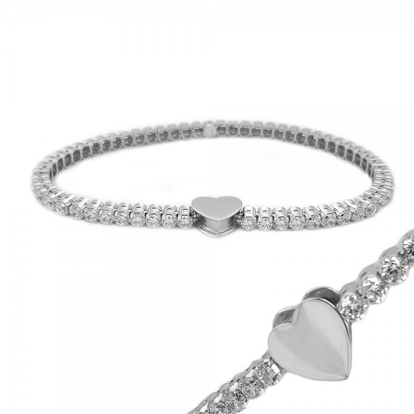 009468-200204-19--9468-19 Tennisarmband CZ 925/- rhodiniert mit Herz