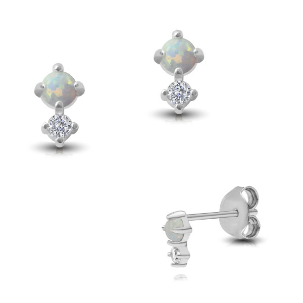 003643-200433--3643 Ohrstecker Opal 925/- rhodiniert