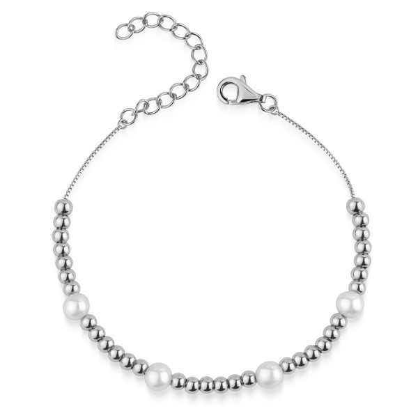 005625-200250-016--5625RH Perl-Armband Kugel 925/- rhodiniert