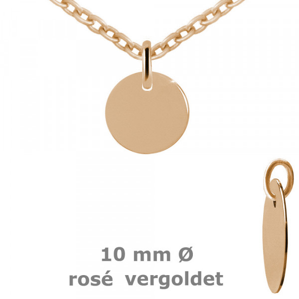 003701-220100--3701VR Anhänger Gravurplatte rund 10,0 925/- rosé vergoldet