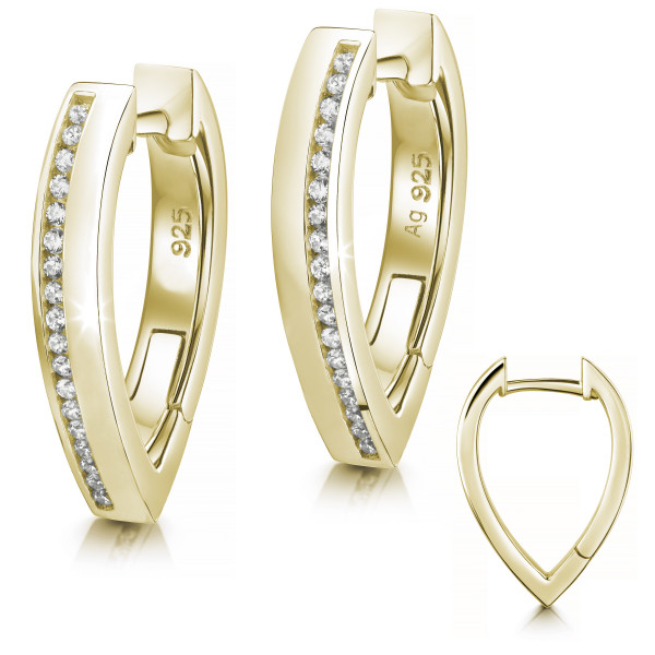008865-231004--8865VG Creolen CZ V-Form 925/- gelb vergoldet