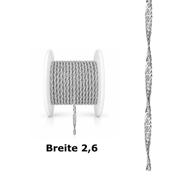 99594SW-100 Singapur-Meterkette 2,6 925/- Silber Weiss