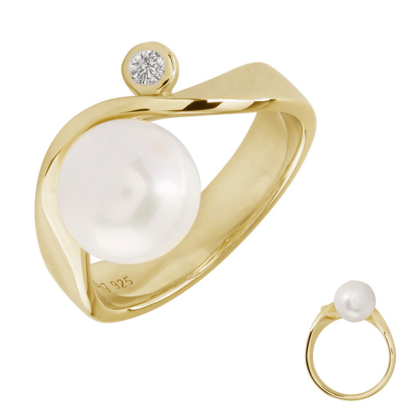 10010PL-54 Ring Schleife SWZP/CZ 925/- plattiert