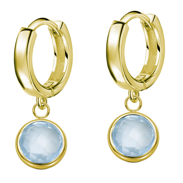 3625VGeBT Creolen echt Blau-Topas 925/- vergoldet
