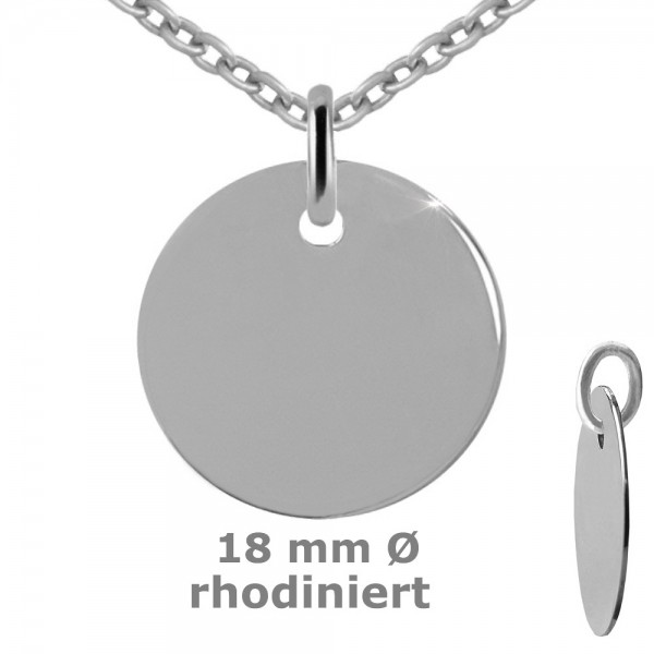 3705RH Anhänger Gravurplatte rund 18,0 925/- rhodiniert