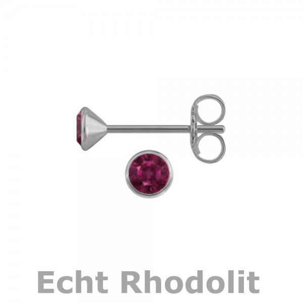 3170RHeRO Kelchstecker echt Rhodolit 3,0 925/- rhodiniert