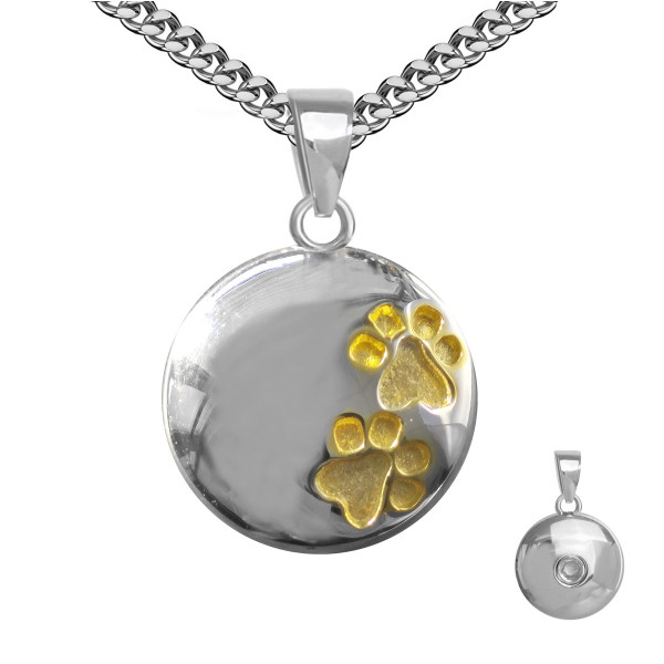 001508-850100--1508 Asche-Schmuck-Anhänger klein rund Pfote Bronze rhodiniert