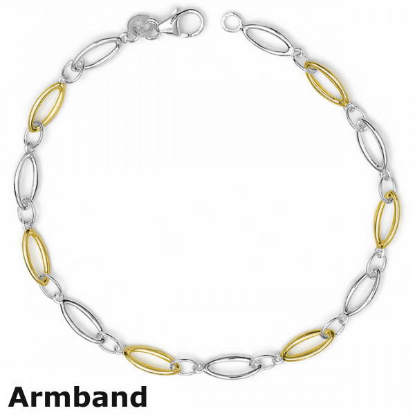 003613-250200-019--3613ab Armband 2-farbig 925/- anlaufgeschützt/vergoldet